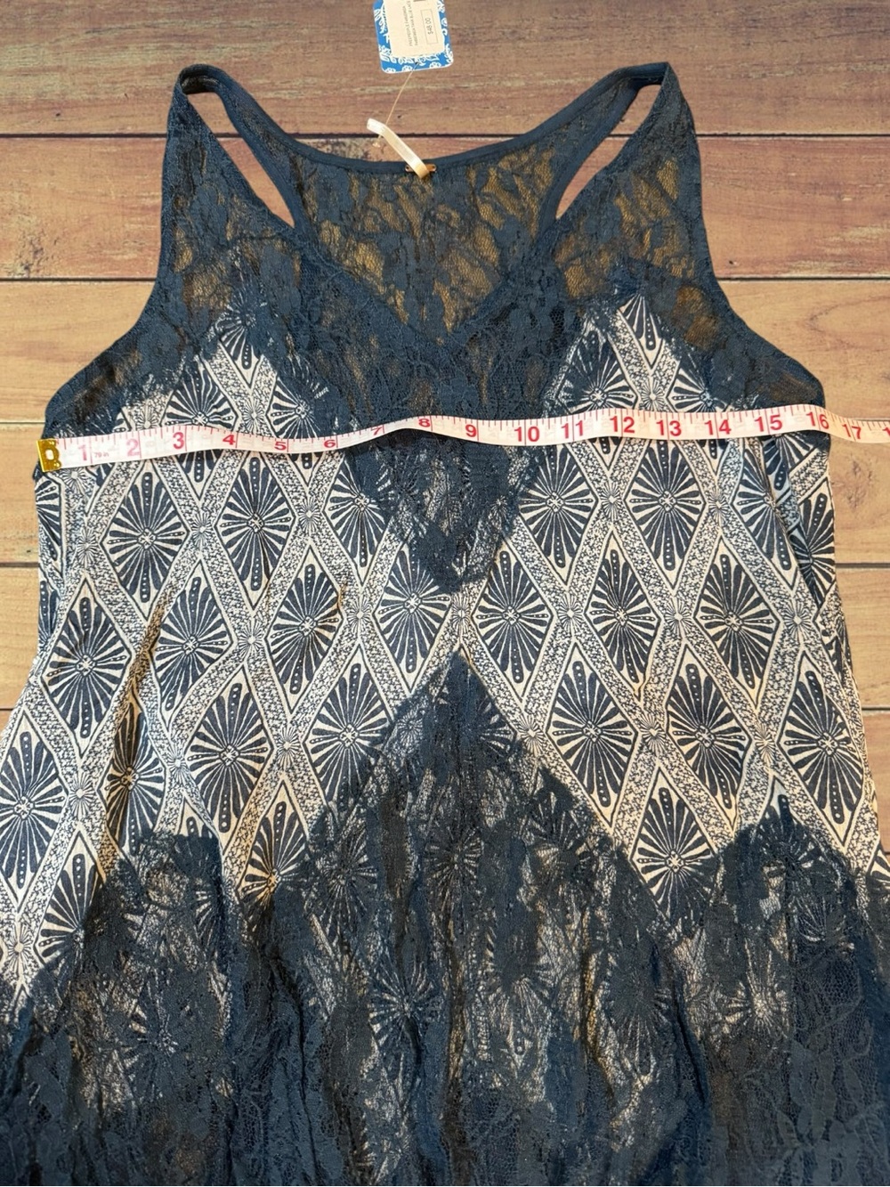 Free People Printed Cami Bell Trapeze Tank Top - Boho Lace Tunic NWT Size Small - Picture 5 of 15